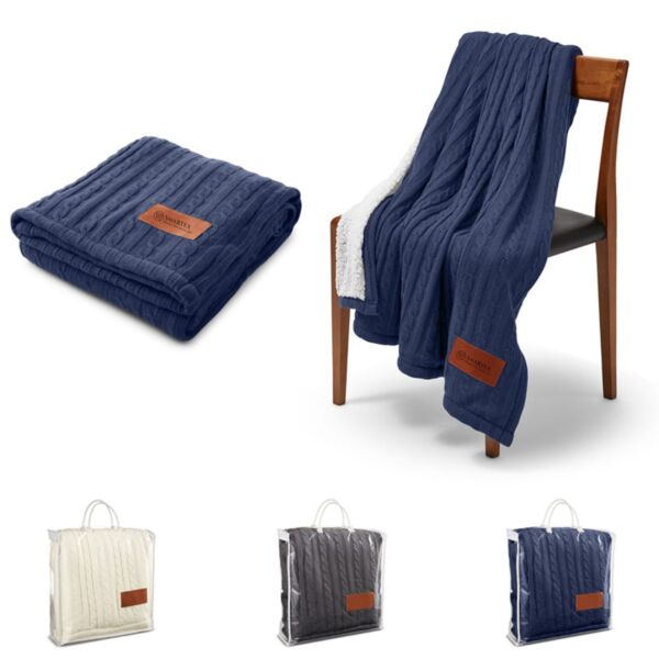 Leeman™ Cable-Knit Sherpa Throw