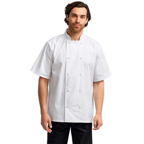 Artisan Collection by Reprime Unisex Studded Front Short-Sleeve Chef's Jacket
