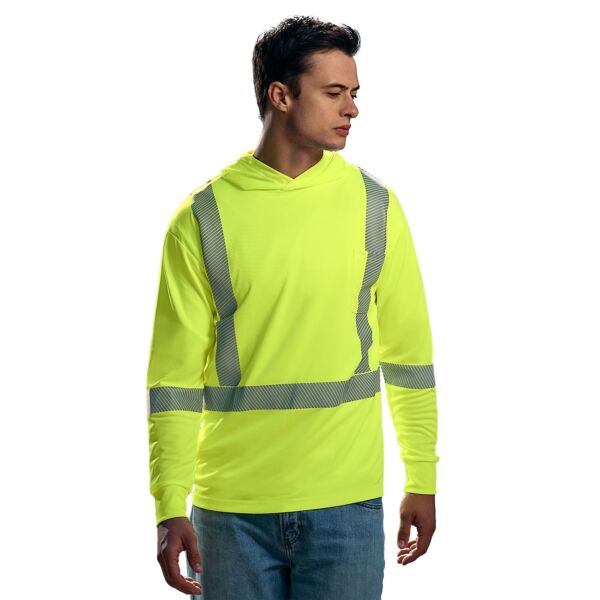 CX2 Glow Long Sleeve Hi-Vis Hooded T-Shirt with Segmented Stripes
