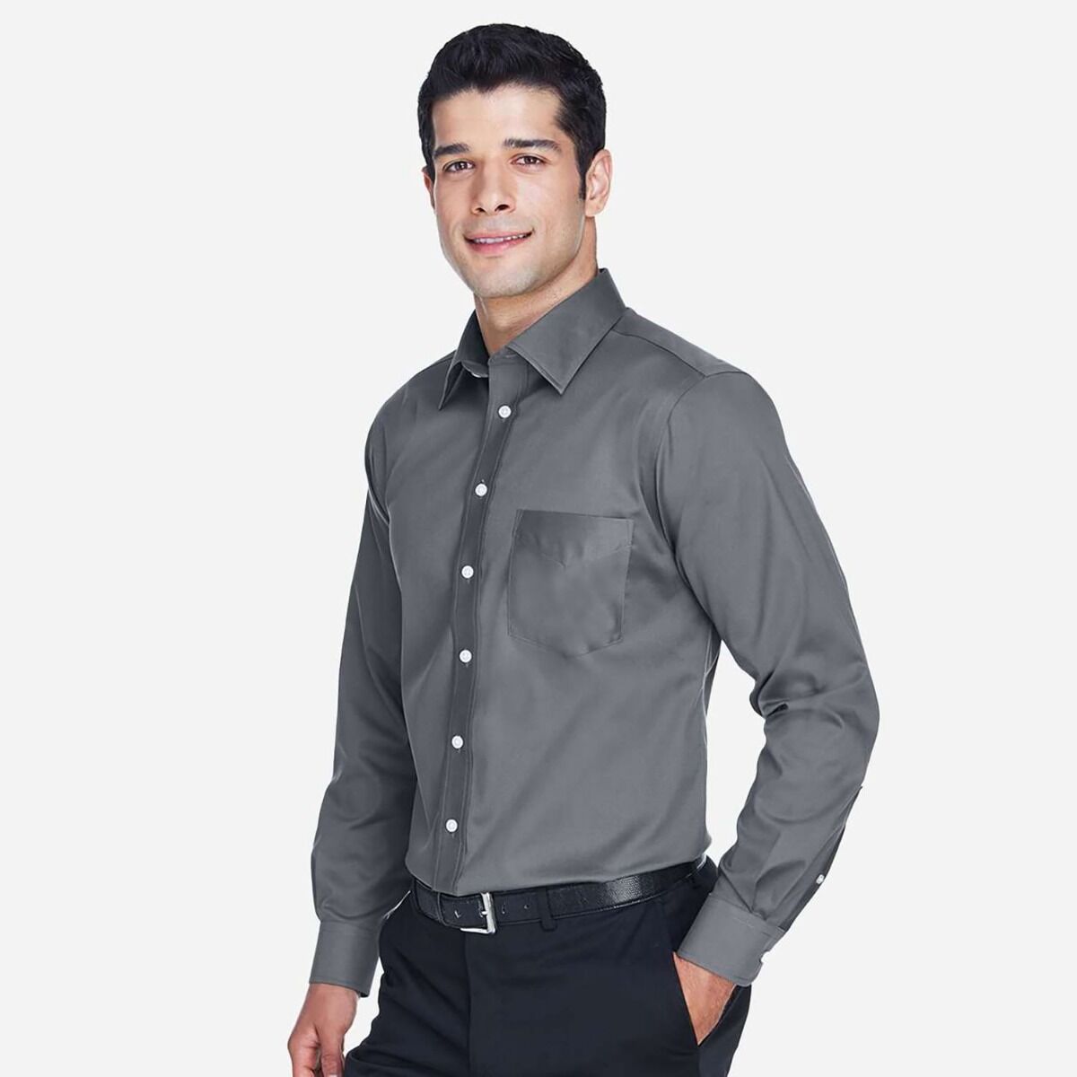 Devon & Jones Men's Crown Collection® Solid Stretch Twill Woven Dress Shirt